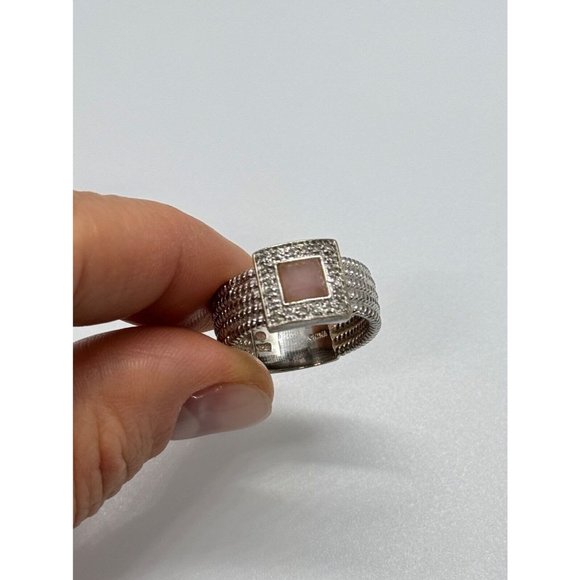 925 STERLING SILVER MORGANITE & GOSHENITE RING SIZE 7 - Picture 10 of 10